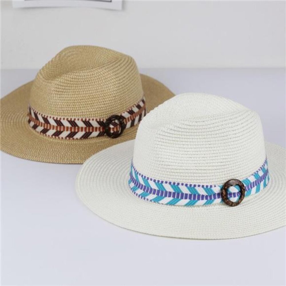 Aztec Pattern Band Straw Hat - Picture 4 of 4